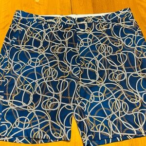 Hreski Nautical Patterned Men's golf Shorts - Blue and Gold 44